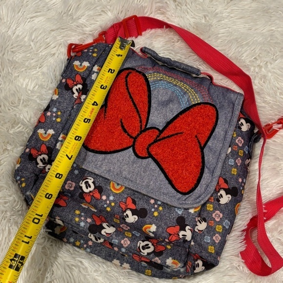 Disney Store Minnie Mouse Bow Denim Rainbow Print Insulated Lunch Bag - Picture 2 of 9